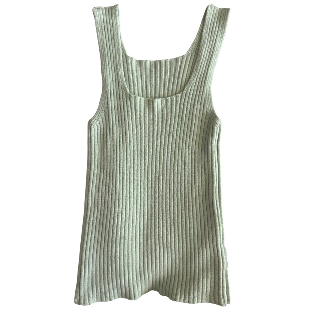 Brandy Melville Ribbed Knit Tank Top Mint Green Scoop Neck Sleeveless Small